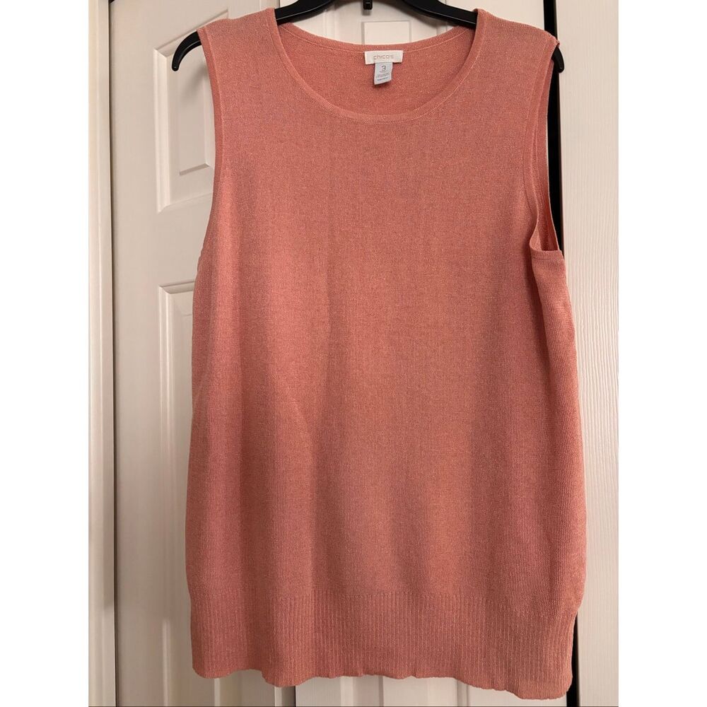 Chico’s Pink Knit Shell with Metallic Threads
